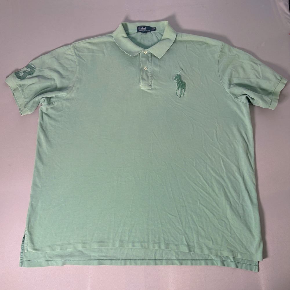 Polo Ralph Lauren Big Pony Polo Shirt Mens 4XLT Tall Mint Green Cotton Pique
